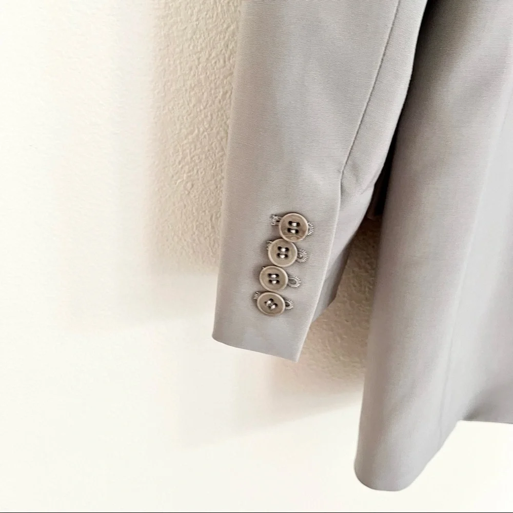 TIBI Tropical Wool Detachable Scarf Blazer Jacket in Cement Grey